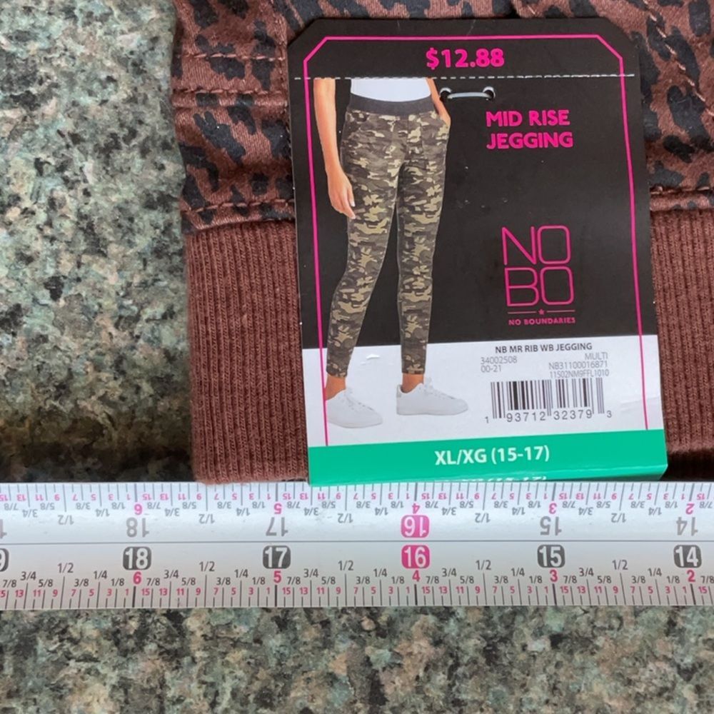 NWT No Boundaries Brown Black Leopard Print Pant Jeggings Women Junior XL 15-17 - Picture 4 of 7